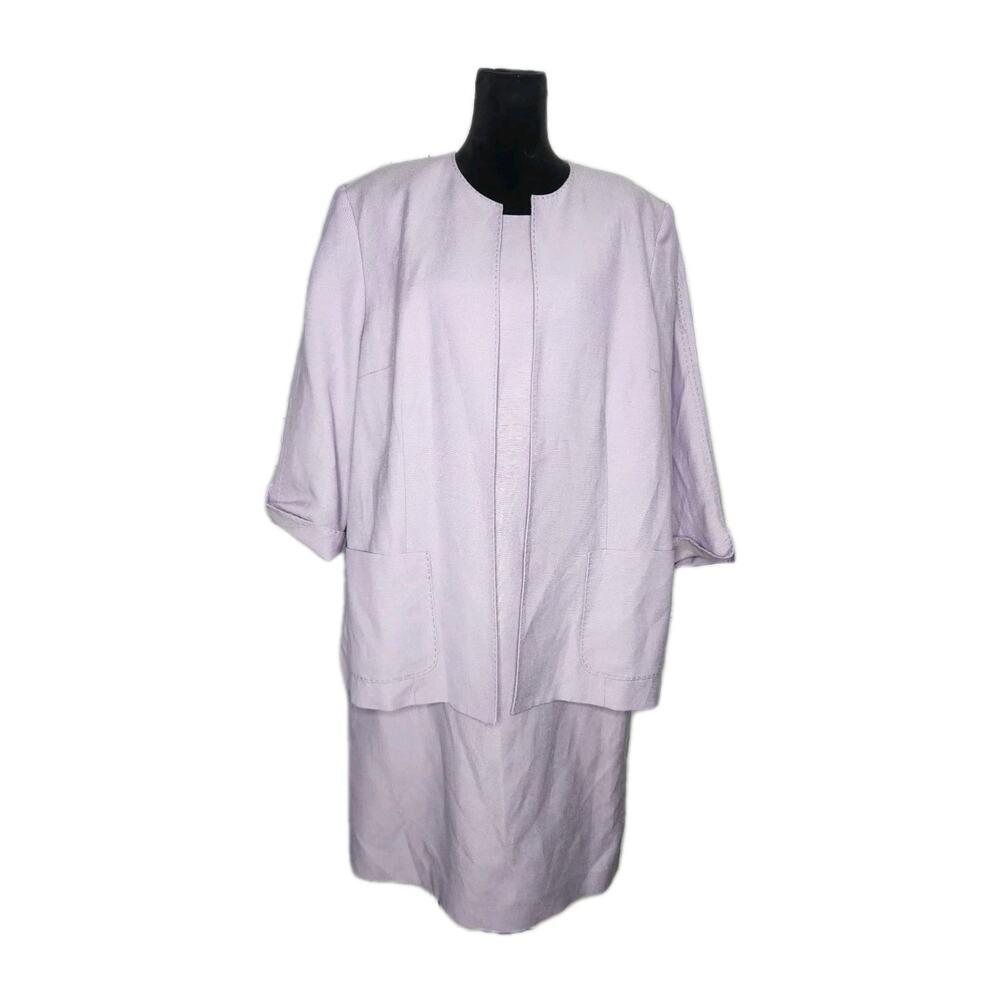 Dana Buchman Women's lilac linen blend 2 piece dress & jacket set size 20/22
